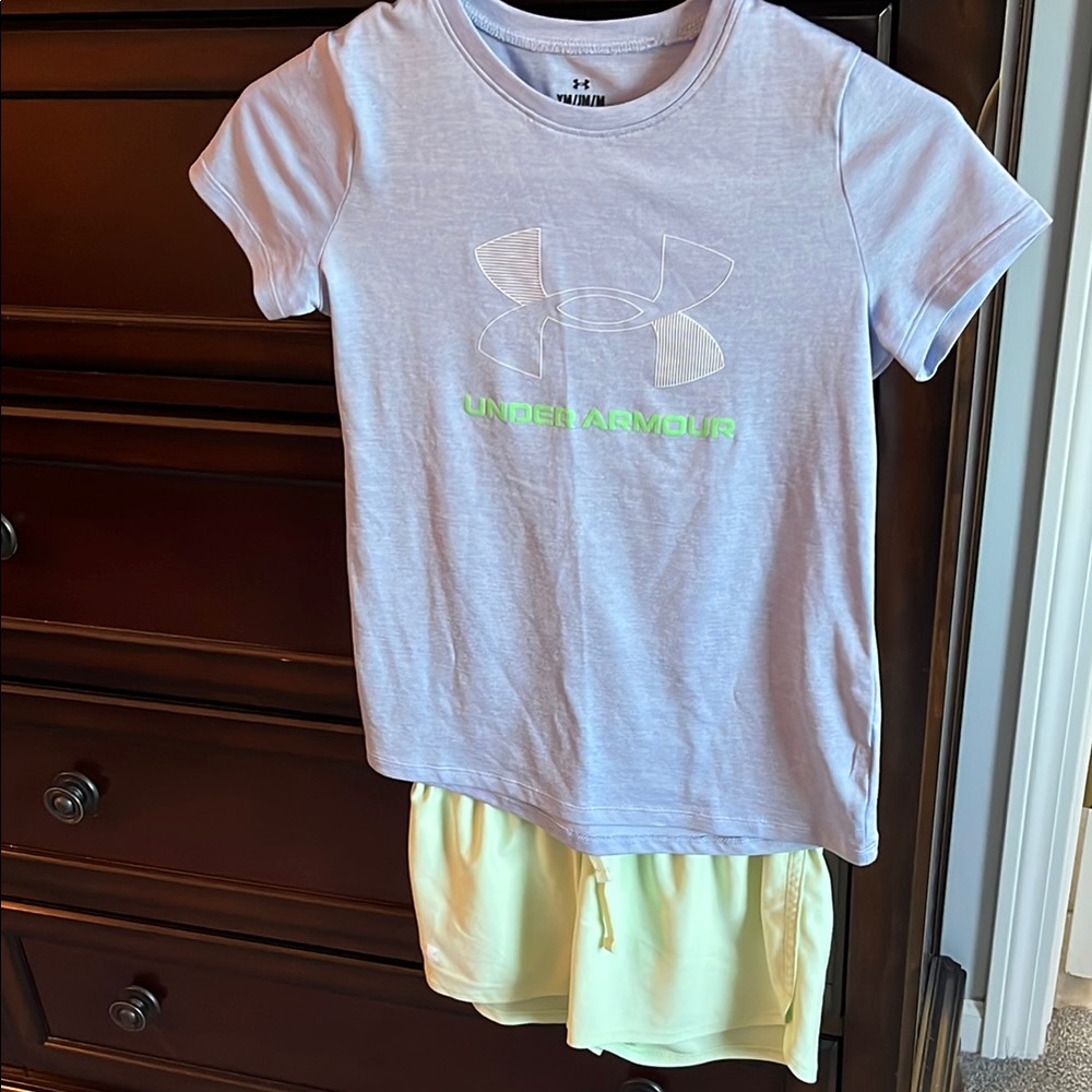 Under Armour Purple T-Shirt and Yellow Shorts Set